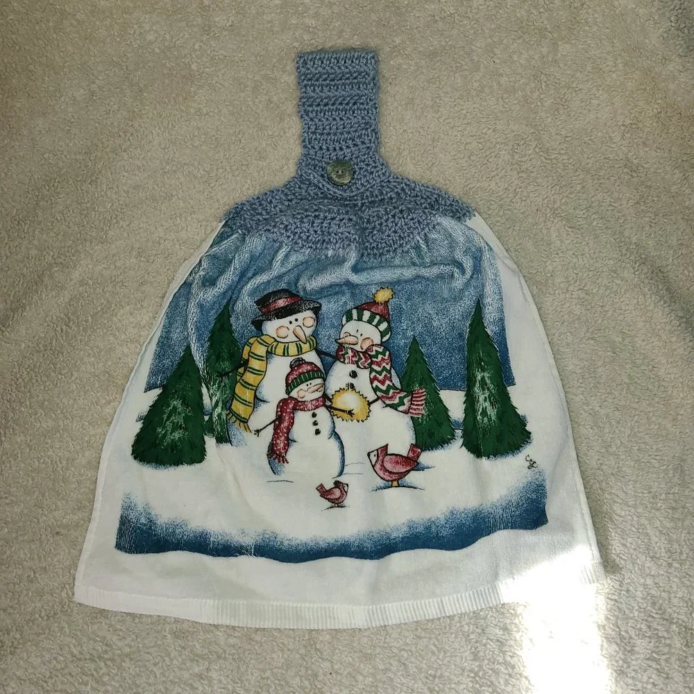 Cecil Saydah Snowman Themed Hanging Kitchen Towel